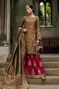 3 Piece Embroidered Raw Silk Suit