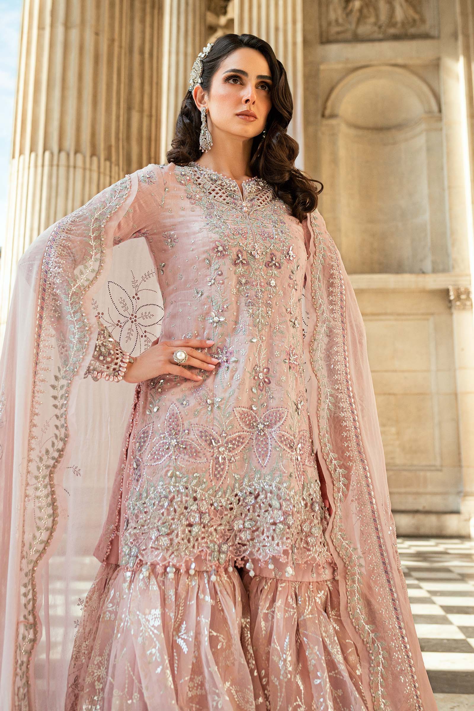 3 Piece Embroidered Raw Silk Suit