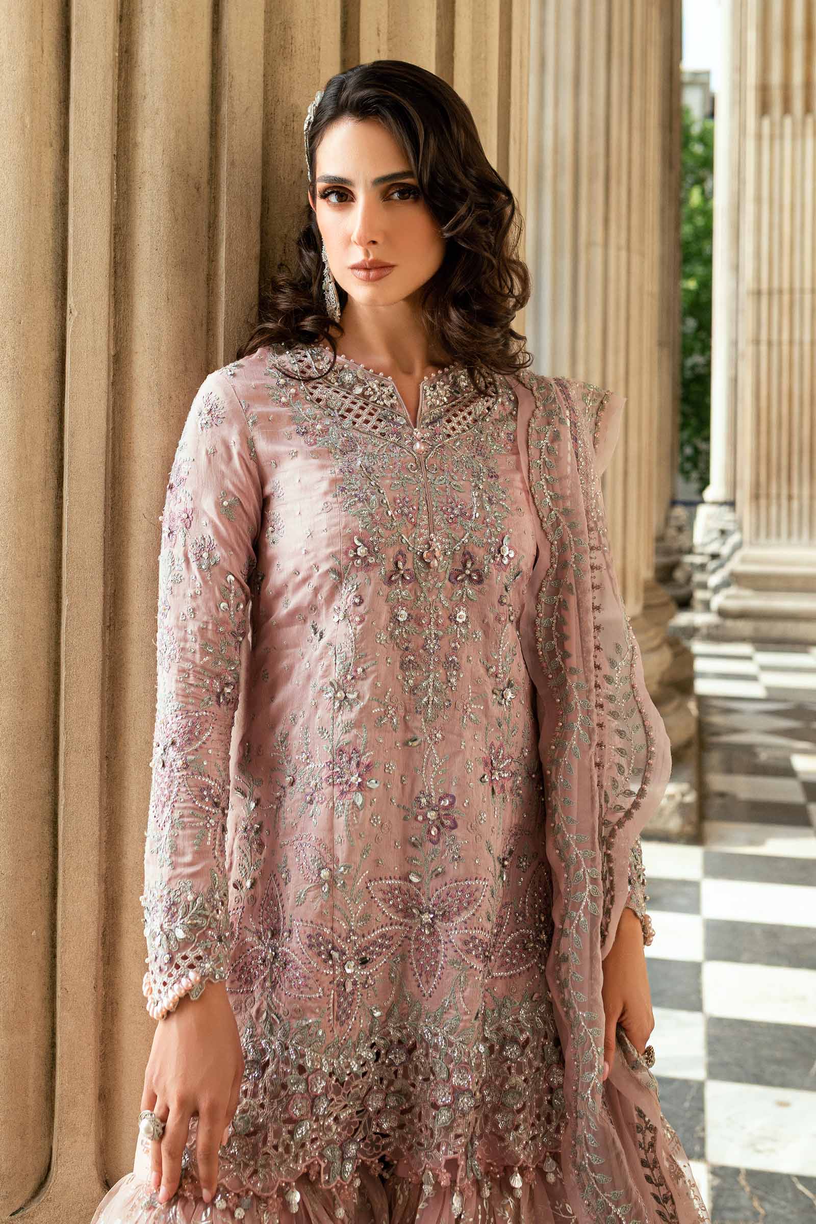 3 Piece Embroidered Raw Silk Suit