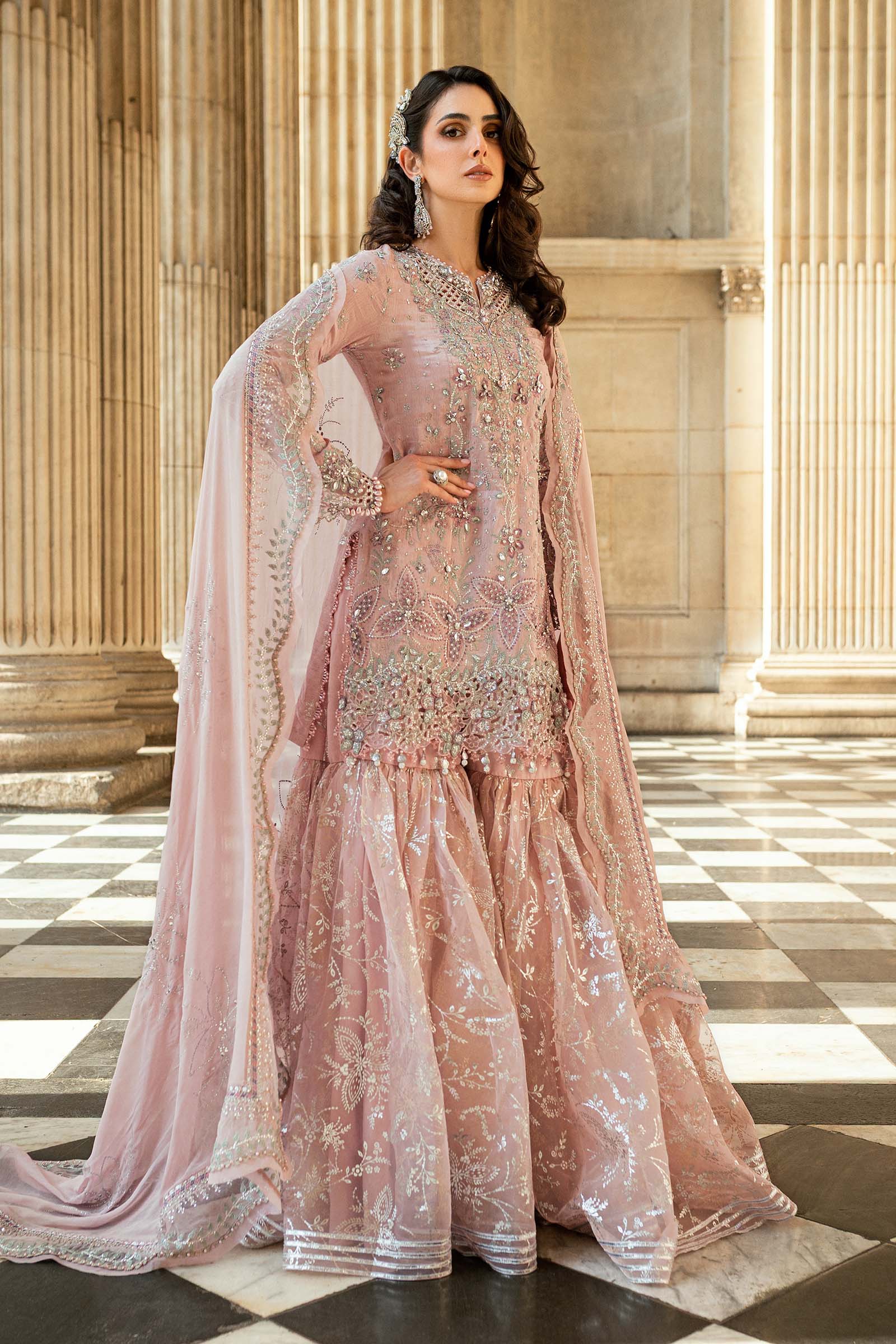3 Piece Embroidered Raw Silk Suit