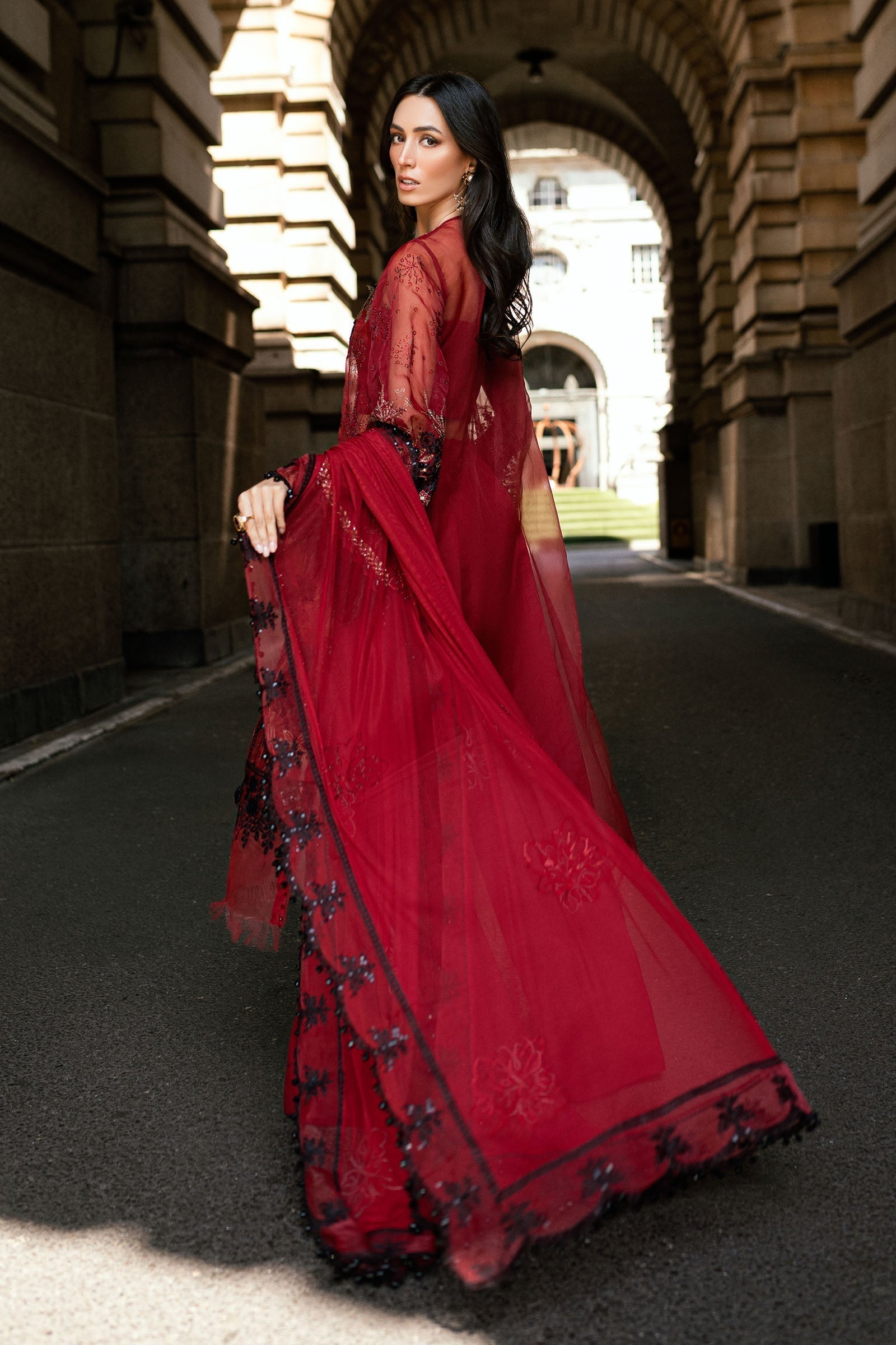 3 Piece Embroidered Organza Suit