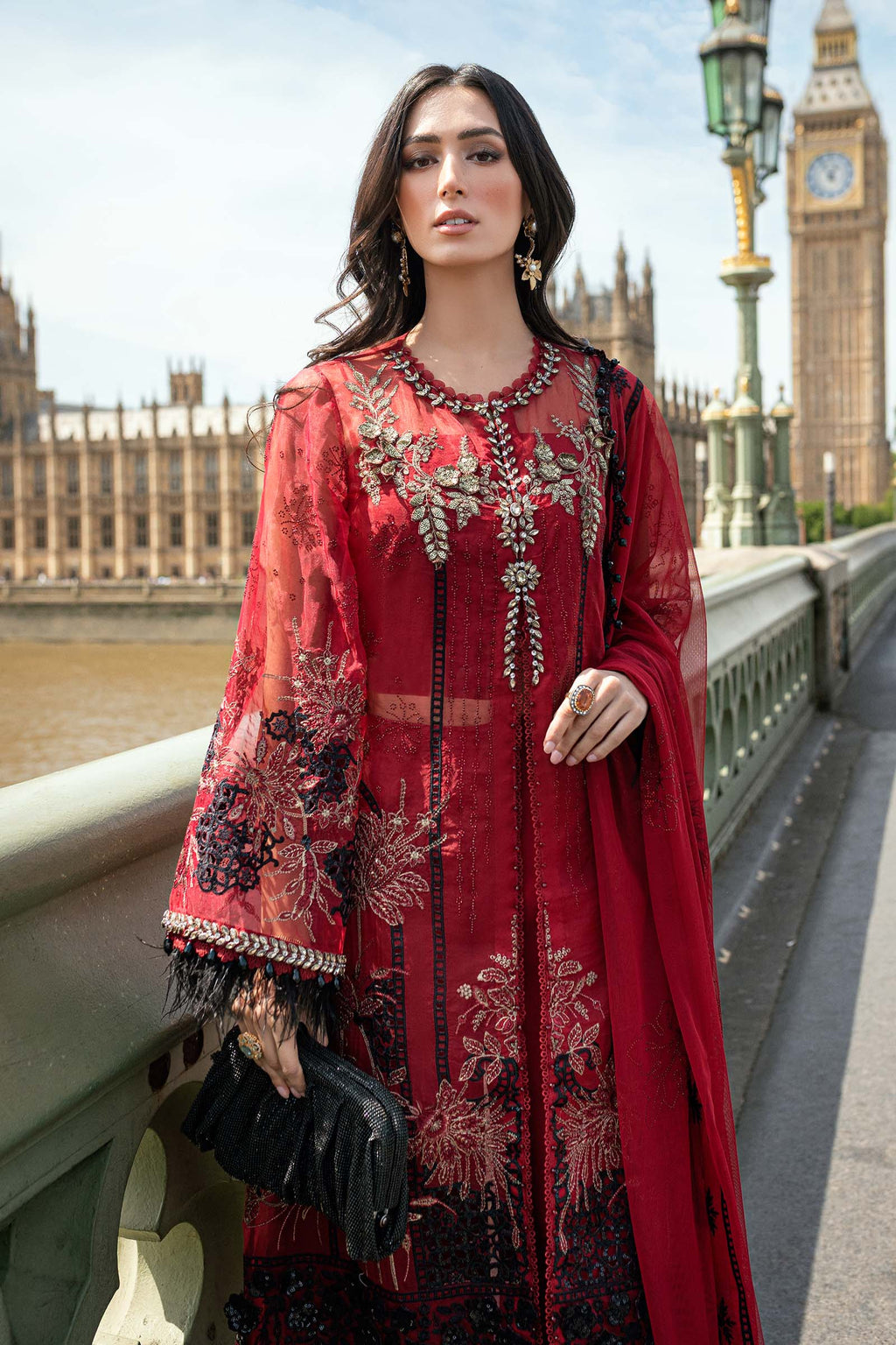 3 Piece Embroidered Organza Suit