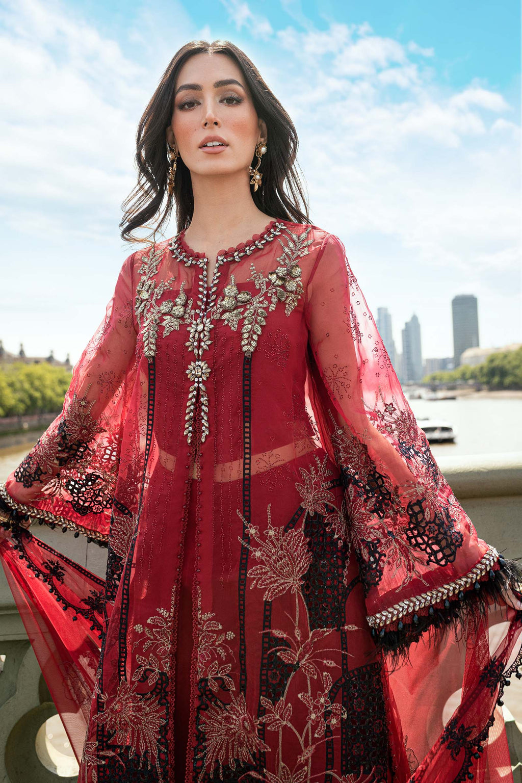 3 Piece Embroidered Organza Suit