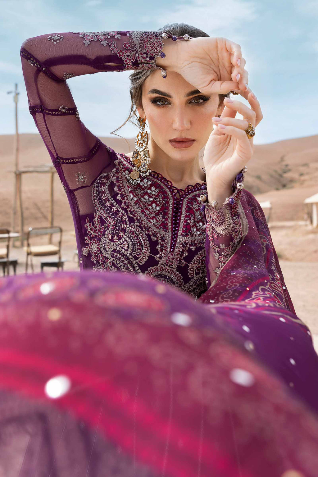 3 Piece Embroidered Net Suit | D-2507-B D-2507-B