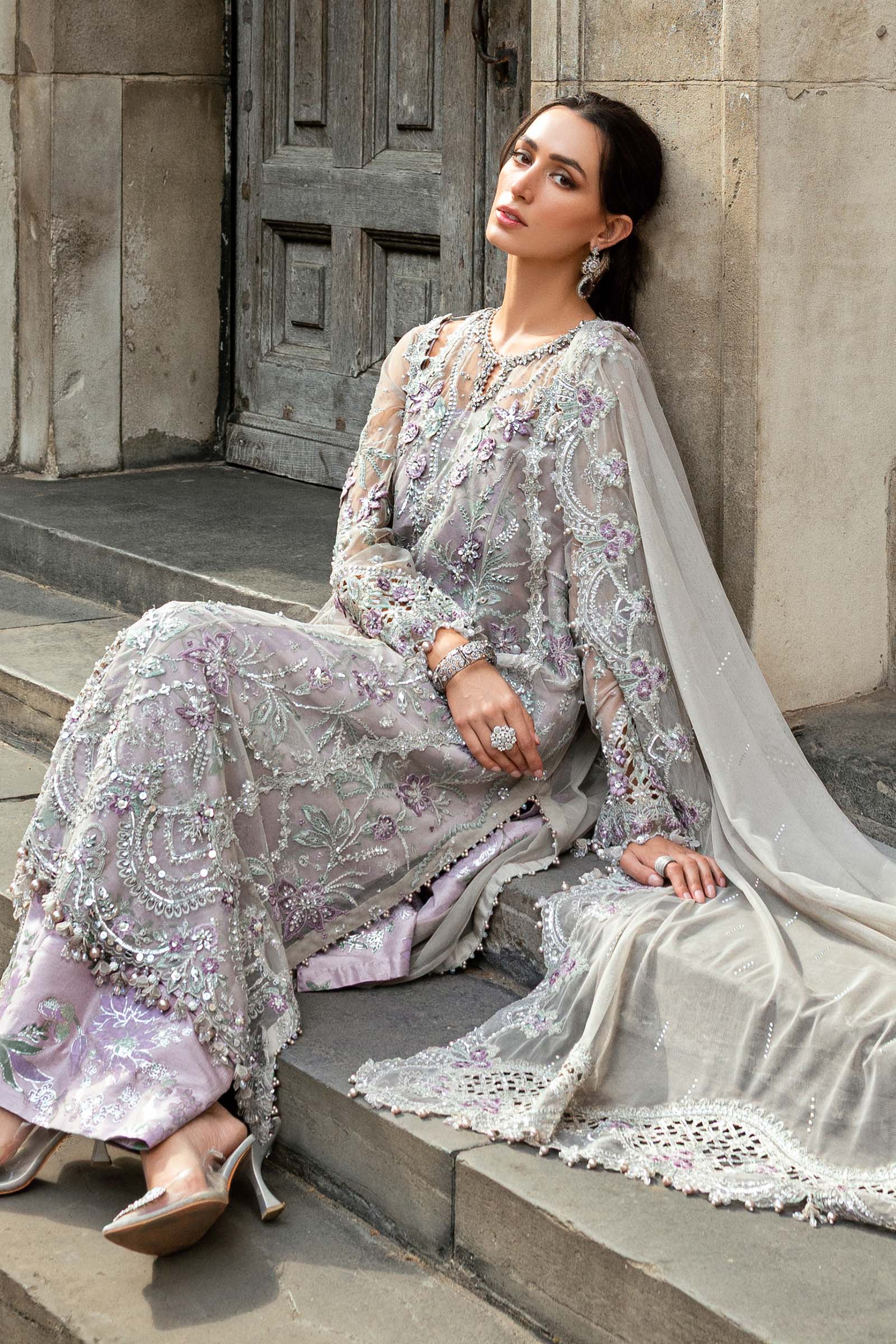 3 Piece Embroidered Net Suit